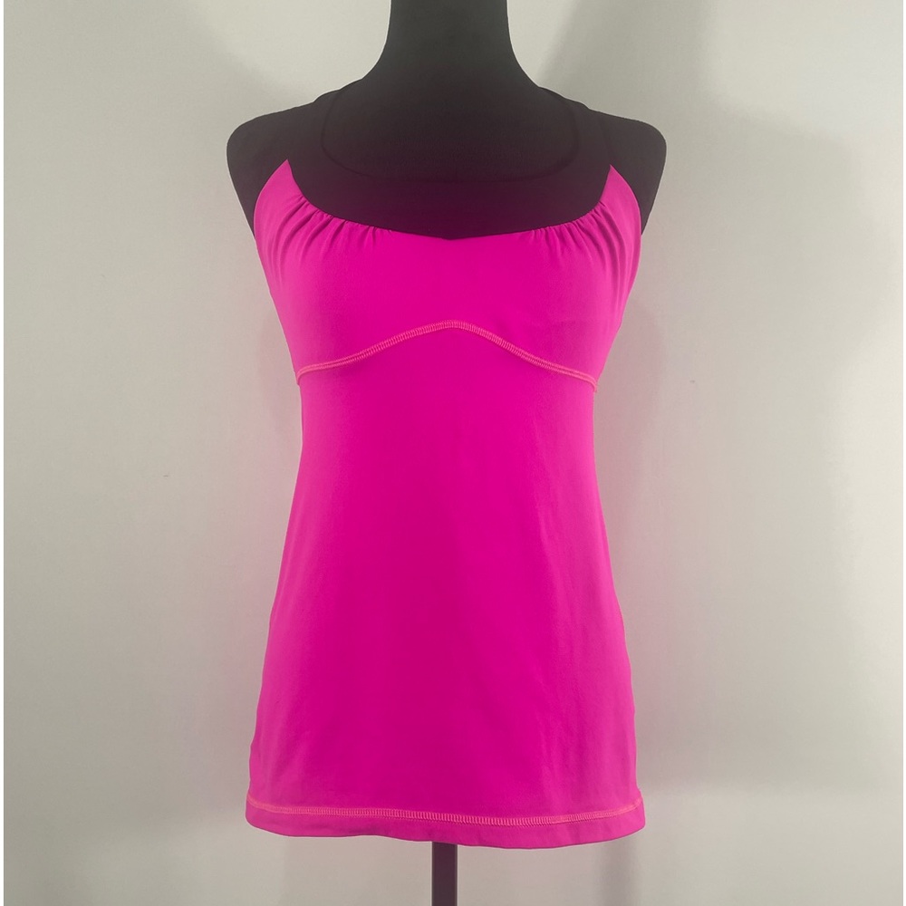 Lululemon Hot Pink, Black, Built in Bra, Tank Top, Small, work out, yoga, - Picture 5 of 14